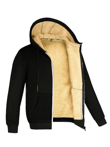 YLQQdMK Winterjacke Herren Jacke Long Sleeve Reißverschluss Hoodie Freizeitsportmantel Mit Kapuze -Herren- Und Frauenjacke Für Frauen-Schwarz-4Xl von YLQQdMK