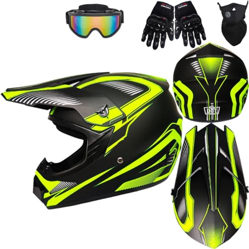 Offroad-motorradhelm Fahrradhelm Mit Brille Handschuhe Maske Für Das Tägliche Fahren Im Freien Multi-spezifikation Für 55-64 cm Kopfumfang von YLSDG