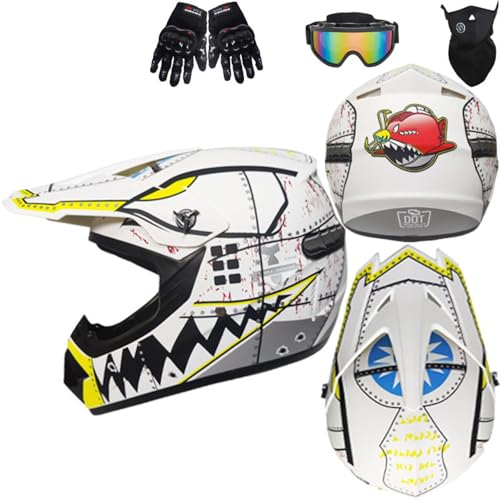 Offroad-motorradhelm Fahrradhelm Mit Brille Handschuhe Maske Für Das Tägliche Fahren Im Freien Multi-spezifikation Für 55-64 cm Kopfumfang von YLSDG