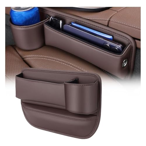 YLWDKORR Auto sitze Lückenfüller Organizer für A&UDI A4 2002-2009 Autositze Lücke Organizer Aufbewahrungsbox Leder Auto Aufbewahrung Organizer mit Getränkehalter Teile von YLWDKORR