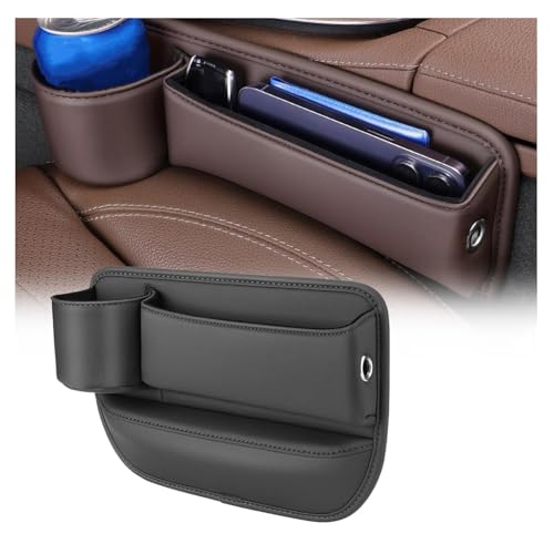 YLWDKORR Auto sitze Lückenfüller Organizer für A&UDI A7 Sportback 2011-2016 Autositze Lücke Organizer Aufbewahrungsbox Leder Auto Aufbewahrung Organizer mit Getränkehalter Teile von YLWDKORR