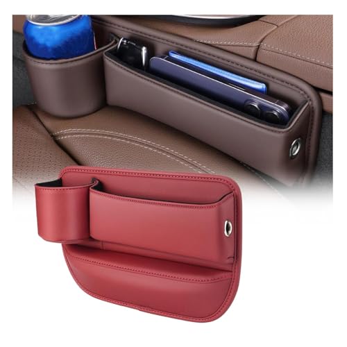 YLWDKORR Auto sitze Lückenfüller Organizer für A&UDI Q7 2008-2019 Autositze Lücke Organizer Aufbewahrungsbox Leder Auto Aufbewahrung Organizer mit Getränkehalter Teile von YLWDKORR