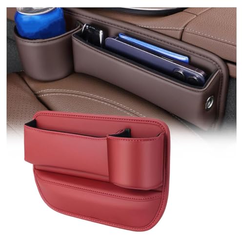 YLWDKORR Auto sitze Lückenfüller Organizer für B&MW 3er E91 2005-2013 Autositze Lücke Organizer Aufbewahrungsbox Leder Auto Aufbewahrung Organizer mit Getränkehalter Teile von YLWDKORR