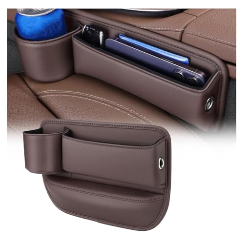 YLWDKORR Auto sitze Lückenfüller Organizer für C&itroen DS3 2009-2020 Autositze Lücke Organizer Aufbewahrungsbox Leder Auto Aufbewahrung Organizer mit Getränkehalter Teile von YLWDKORR