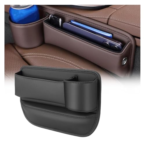 YLWDKORR Auto sitze Lückenfüller Organizer für F&ord Fiesta MK7 2008-2017 Autositze Lücke Organizer Aufbewahrungsbox Leder Auto Aufbewahrung Organizer mit Getränkehalter Teile von YLWDKORR