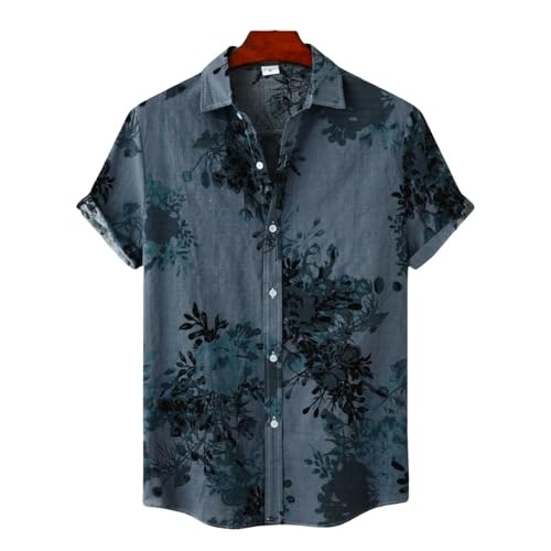 Herren Kurzarm Hemd Herrenhemd Kurzarm Shirts Mann Modekleidung Blusen Soziale T-Shirts Hawaiianische Baumwolle Polo-Cs2024Aq5619-2Xl von YLXCKGS