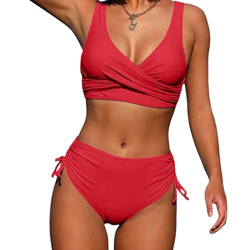 YLXCKGS Bikini-Set Frauen Badebekleidung 2 Stück Hohe Taille Gepolstert Bikini Push Up Bikini Sets Zweiteiliger Rückenloser Badeanzug-C-XL von YLXCKGS