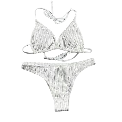 YLXCKGS Bikini-Set Jacquard Draw String Zweiteiliger Badeanzug Weiblicher Bikini Bikini Set Bather Schwimmbeachkleidung Für Badeanzug-A-S von YLXCKGS