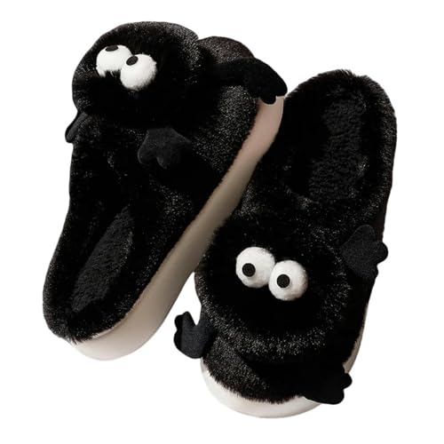 YLXCKGS Cartoon-Hausschuhe Damen Winter Home Slipper Lustige Und Süße Anti -Schlupf -Hausschuhe Cartoon Herren Outwear -Paar Schuhe-Schwarz-40-41 von YLXCKGS