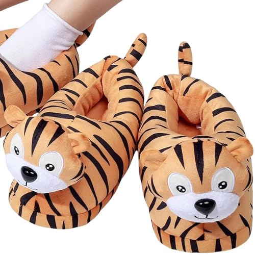 YLXCKGS Cartoon-Hausschuhe Netter Slipper Für Frauen Mädchen Fluffy Winter Warme Hausschuhe Frau Cartoon Milch Kuh Haus Hausschuhe Lustige Schuhe-M-Tiger 04-40-41 von YLXCKGS