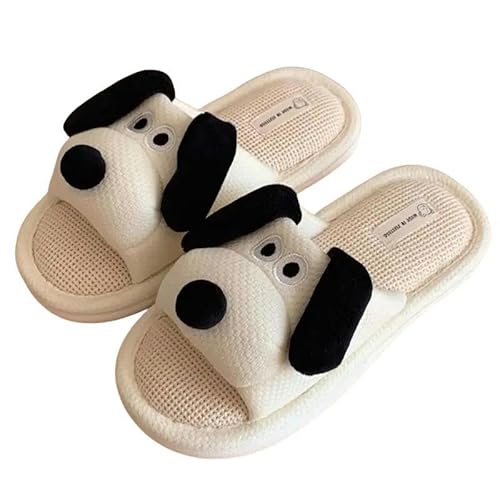 YLXCKGS Hausschuhe Cartoon Cow Unisex Leinenschuppen Frühling Sommerrutschen Mule Home Schuhe Nicht-Schlupf-Flip Flops Für Vier Jahreszeiten-B-43 von YLXCKGS