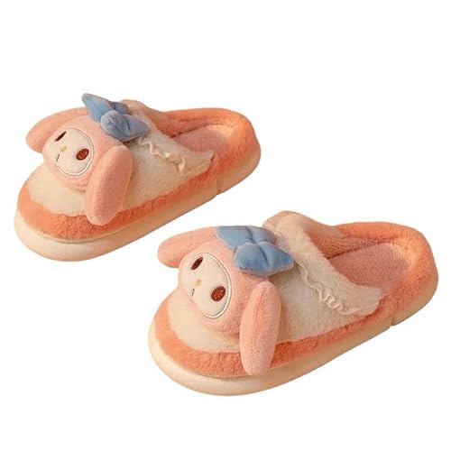 YLXCKGS Hausschuhe Fuzzy Slipper Cartoon Cinnamoroll Yk2 Frauen Winter Plüsch Nicht -Schlupf -Hausschuhe Mädchen Flachschuhe-Meine Melodie-220 von YLXCKGS