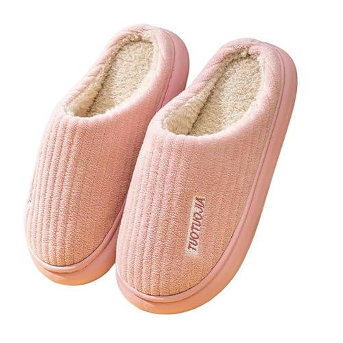 YLXCKGS Hausschuhe Paar Hausschuhe Innenstreifen Flaum Memory Foam Fluffy Eva Anti-Skid Weichabsatz Nicht-Slip-Plüsch Winterhaushoden-Rosa-42-43 (25,5-26 cm) von YLXCKGS