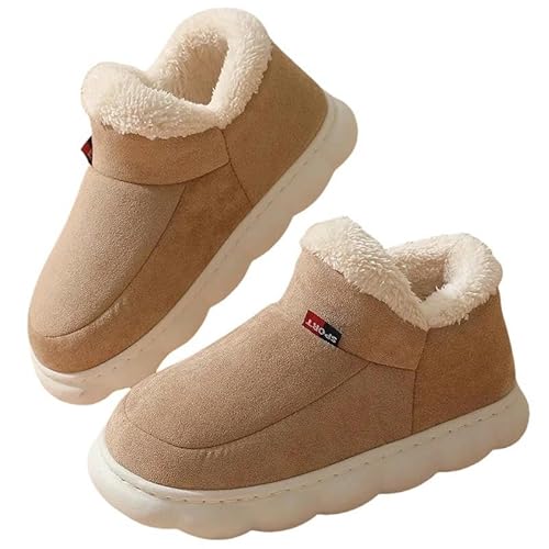 YLXCKGS Hausschuhe Winter Frauenschuhe Casual House Schuhe Für Männer Im Freien Warme Baumwollschuhe Für Frauen In Der Innenräume In Der Innenräumung Gepolsterter Hausschuhe-Khaki-42-43 (Fit40-41) von YLXCKGS