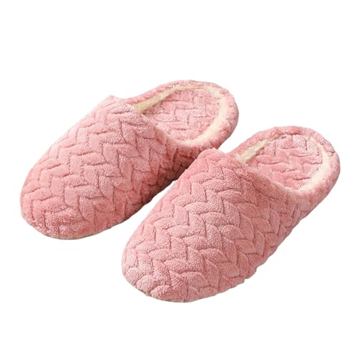 YLXCKGS Hausschuhe Winter Hausschuhe Feste Farbe Nicht Rutsches Weiches Warmes Haus Innenpaare Jungen Mädchen Gedächtnisschaumbodenschuhe Schuhe-Rosa-36-37 von YLXCKGS