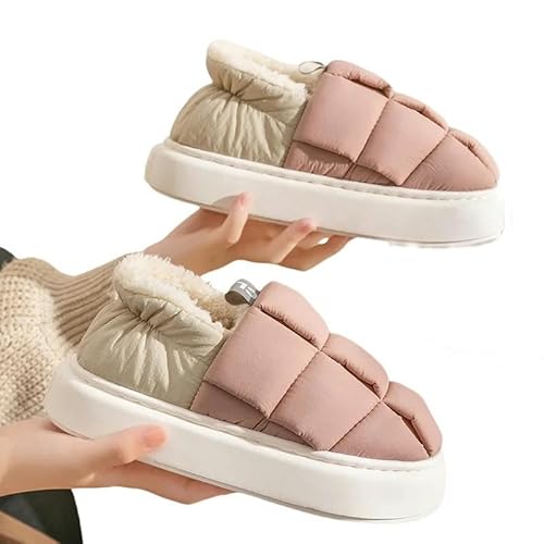 YLXCKGS Hausschuhe Winter Toast Frauen Hausschuhe Warme Plüsch-Baumwollschuhe Im Innenhaus Nicht Rutschdicke Sohle Pelzige Schuhe Für Paare-Rosa A-42-43 (10-10,2 Zoll) von YLXCKGS