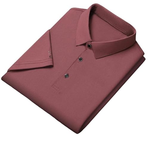 YLXCKGS Herren-Poloshirt Herren Kurzarm Solid Color Polo Shirt Atmungsaktives Und Bequemes Elastisches Top-Rosa-3Xl von YLXCKGS