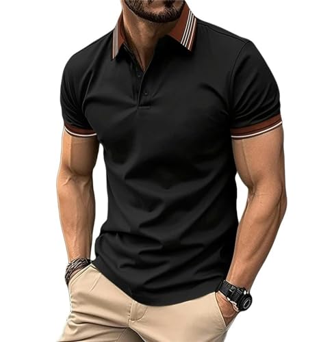 YLXCKGS Herren-Poloshirt Herren Lässige Feste Farbpolo Shirt Sommer Hochwertige Modekleidung Herrenkleidung-Yjy-12-S165Cm von YLXCKGS