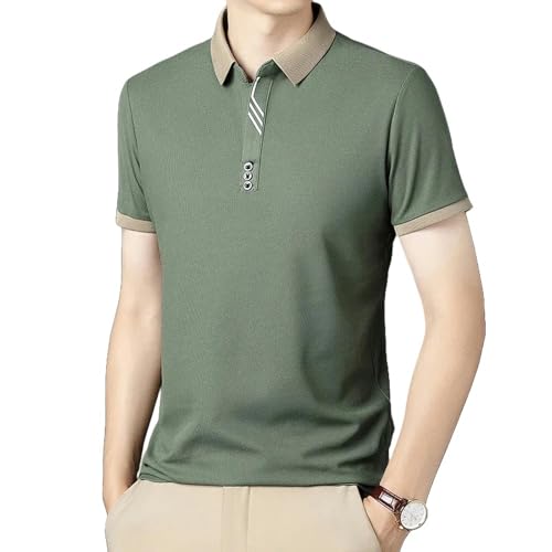 YLXCKGS Herren-Poloshirt Herrenfarbe Casual Mode Kurzärmeliges Polo -Shirt Sommer Bequemes Top-Hellgrün-3Xl von YLXCKGS