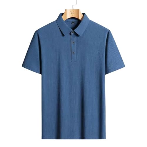 YLXCKGS Herren-Poloshirt M-9Xl Sommer-Polo-Shirt Männer Plus Größe 45-150 Kg Kurzschlärm T-Shirt Einfach Lässige Lockere Übergroße Tops-Blau-M Für 45-50 Kg von YLXCKGS
