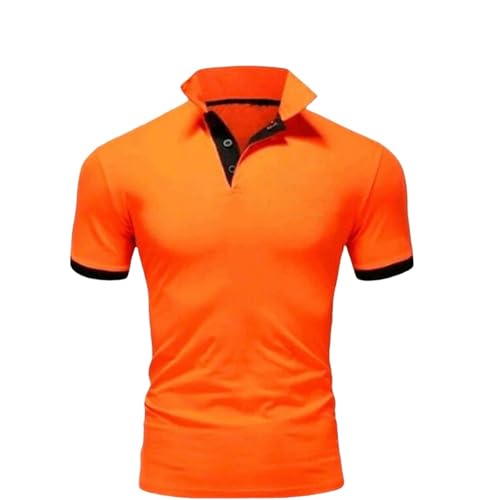 YLXCKGS Herren-Poloshirt Polo-Shirt-Männer Sommer-Streik-Shorts-Hülle Polo S-5Xl Männer T-Shirt Shirt-Orange-4Xl von YLXCKGS