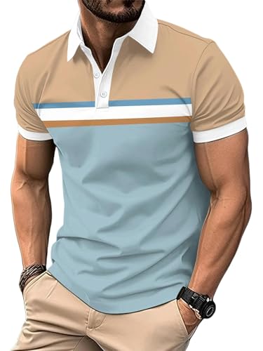 YLXCKGS Herren-Poloshirt Sommer -Männer -Polo -Hemd Schlankes Fachbarem Lampen -Top -Kurzarm Kurzarm Summer Casual Herrenkleidung-Khaki_A-L von YLXCKGS