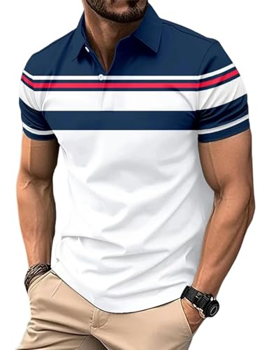 YLXCKGS Herren-Poloshirt Sommer -Männer -Polo -Hemd Schlankes Fachbarem Lampen -Top -Kurzarm Kurzarm Summer Casual Herrenkleidung-Navy Blue_A-M von YLXCKGS