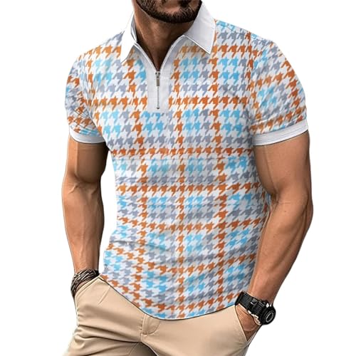 YLXCKGS Herren-Poloshirt Sommer -Männer -Polo -Hemd Schlankes Fachbarem Lampen -Top -Kurzarm Kurzarm Summer Casual Herrenkleidung-White_D-L von YLXCKGS