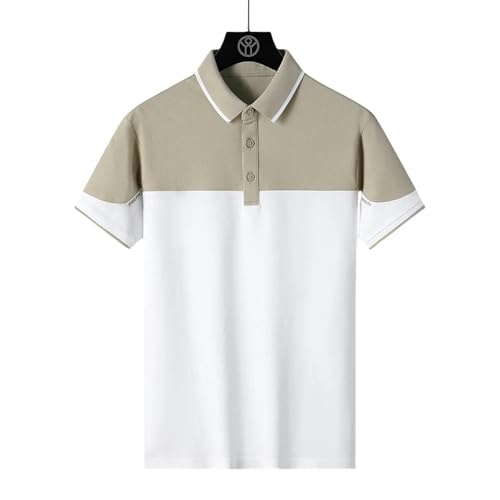 YLXCKGS Herren-Poloshirt Sommergeschäft Casual Polo Shirts Männer Mode Atmungsaktiven Luxus Kurzarm Hochwertige Oberteile Männer Kleidung-Weiß-3Xl von YLXCKGS