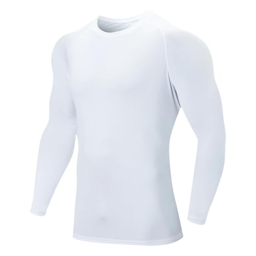 YLXCKGS Herren-T-Shirt Herren Langarm UPF 50+ Rash Guards Tauchen Uv-Schutz Leichtes T-Shirt Lose Fit Schwimmen Schnell Trocknen-Weiß-L von YLXCKGS