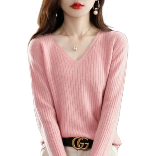 YLXCKGS Pullover Damen Frauen Sweater Langarm Langarm Top Gestrickt Pullover-Rosa-XL (52 Kg-60 Kg) von YLXCKGS