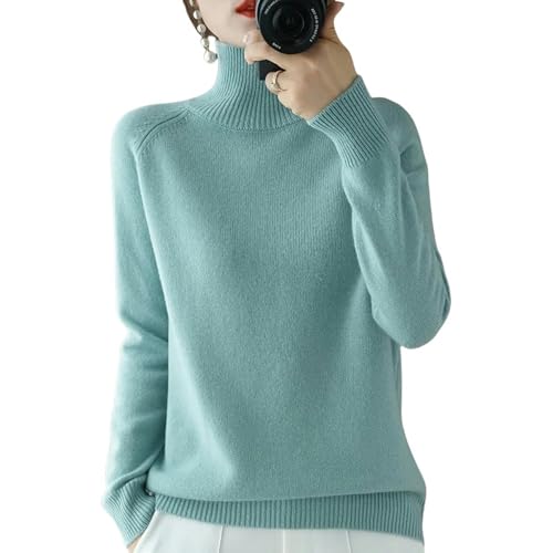 YLXCKGS Pullover Damen Herbst Und Winter Frauen Mit Hohem Hals-Pullover Loser Strickpullover Frauen Lässig Warmer Basis Pullover Pullover-Bohnengrün-XL von YLXCKGS