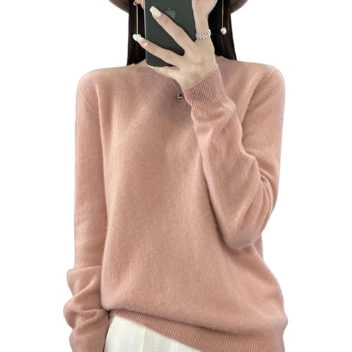 YLXCKGS Pullover Damen Kaschmirpullover Frauenpullover Im Herbst Und Winter Kaschmir Mode O-Neck Herbst Warmes Pullover Top-Rosa-M von YLXCKGS