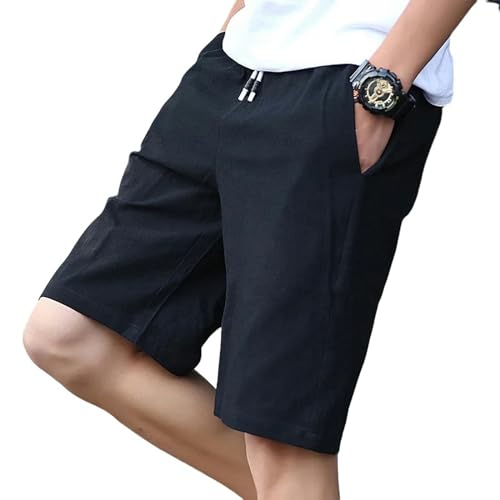 YLXCKGS Shorts Herren Männer Einfarbige Mode Shorts Sommer Atmungsaktive Elastische Taille 7 Farben Casual Männliche Shorts-Schwarz-95-105Kg Für 4XL von YLXCKGS
