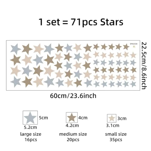 YLXCKGS Wandtattoo 71Pcs Cartoon Star Wandaufkleber Für Schlafzimmer Wohnzimmer Dekoration Kinderzimmer Wandtattestufen Wandbilder Wallpaper-Sterne von YLXCKGS