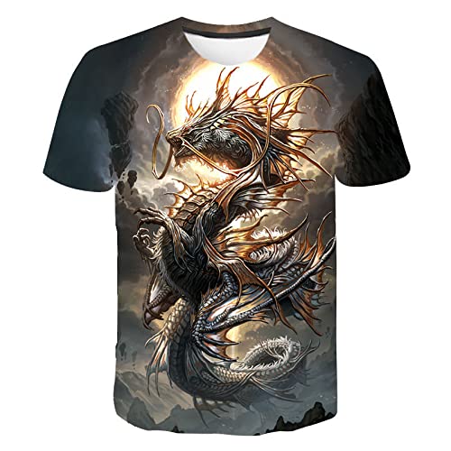 YLXINGMU Unisex-T-Shirt Mit 3D-Druck – Neuheit, Kurzärmliges Rundhalsausschnitt, Lustiges Plus-Size-Fantasie-Tier-Drachen-Lässiges, Atmungsaktives Shirt, Damen-Herren-Sommer-Street-Top-Pullov YLXINGMU Unisex-T-Shirt Mit 3D-Druck – Neuheit, Kurzärmliges Rundhalsausschnitt, Lustiges Plus-Size-Fantasie-Tier-Drachen-Lässiges, Atmungsaktives Shirt, Damen-Herren-Sommer-Street-Top-Pullov von YLXINGMU