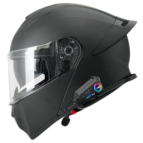 Bluetooth Motorradhelm mit Doppelvisier DOT/ECE-geprüft Motorrad Herren Damen Modularhelm Klapphelm mit Dual-Lautsprecher-Headset Automatische Anrufannahme Integralhelm Fahrradhelm 1,XL=61~62cm von YMCXZDP