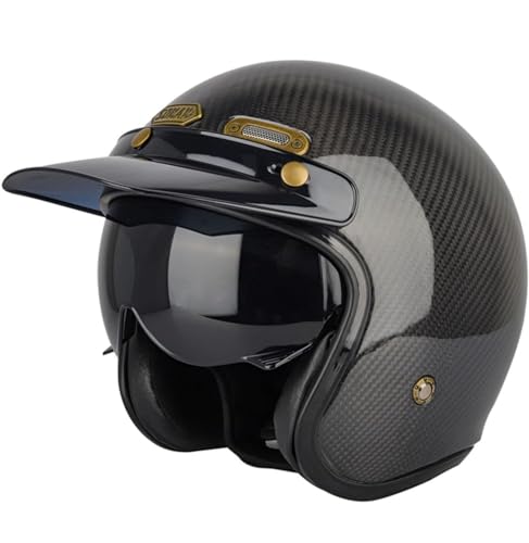 Carbon Fiber Jethelm DOT/ECE-Zugelassener 3/4 Open Face Motorradhelm Mit Sonnenblende Retro Vintage Half Face Scooter Moped Helme Motorrad Jet 3/4 Halbhelm Für Erwachsene Männer Frauen C,XL Carbon Fiber Jethelm DOT/ECE-Zugelassener 3/4 Open Face Motorradhelm Mit Sonnenblende Retro Vintage Half Face Scooter Moped Helme Motorrad Jet 3/4 Halbhelm Für Erwachsene Männer Frauen C,XL von YMCXZDP
