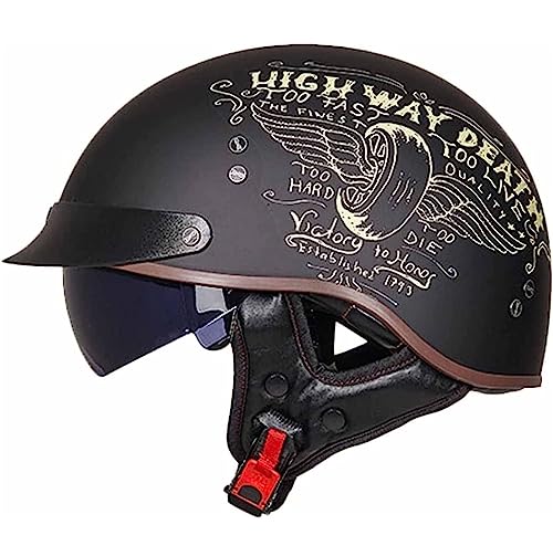 Halbhelme Motorradhelm, Halbschalenhelm Mit ECE Genehmigt Brain-Cap Halbschale Roller-Helm mit Visier Scooter-Helm Chopper Helm Moped Helm Retro für Erwachsene Herren Damen 11,XL von YMCXZDP