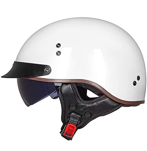 Halbschalenhelm DOT/ECE-Zertifizierter Jethelm Retro mit Visier Motorrad-Helm Brain-Cap Halbschale Retro Roller Helm Moped Halbschale Scooter-Helm Retro Half Helm ​für Cruiser Chopper 2,XL von YMCXZDP