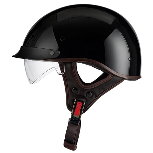 Halbschalenhelm Mit DOT/ECE-Zulassung Vintage Öffnen Motorradhelm Genehmigt Halbhelme Brain-Cap Halbschale Roller Scooter Chopper Helm Jet-Helm Moped Helm FüR Herren Damen 1,XXL=63~64cm von YMCXZDP