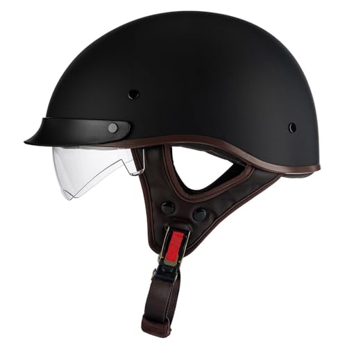 Halbschalenhelm Mit DOT/ECE-Zulassung Vintage Öffnen Motorradhelm Genehmigt Halbhelme Brain-Cap Halbschale Roller Scooter Chopper Helm Jet-Helm Moped Helm FüR Herren Damen 2,XXL=63~64cm von YMCXZDP