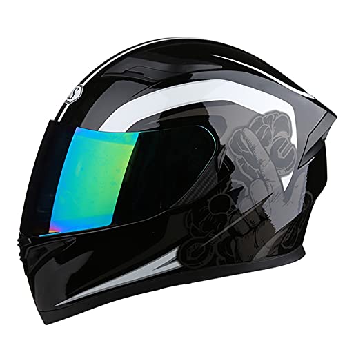 Integrierter Motorradhelm Integralhelme Blendschutz-Vollvisier-Doppelvisier Fahrrad-Motocross-Helme Für Erwachsene Männer Und Frauen, DOT/ECE-Zertifizierung 7,L von YMCXZDP