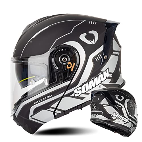 Klapphelm Motorradhelm Integralhelm Mit Doppelvisier DOT/ECE Genehmigt Motorrad Full Face Helm Vollvisierhelm Atmungsaktiv Und Komfortabel, Für Erwachsene, Frauen Und Männer 7,XXL von YMCXZDP