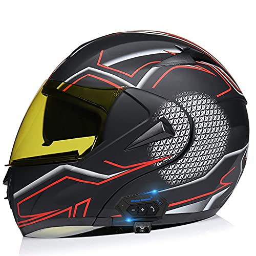 Klapphelme Bluetooth Motorradhelm Mit Doppelvisier Sonnenblende Lautsprecher, ECE/DOT Genehmigt Integralhelm Für Damen Und Herren Für Das Radfahren im Freien 3,S von YMCXZDP