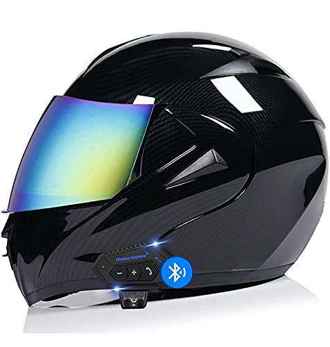 Motorradhelm Helm Motorrad Mit Bluetooth Headset Klapphelm DOT/ECE-Zugelassener Integrierter Mit Doppelvisier Eingebautem Mikrofon FüR Automatische Reaktion für Frauen Männer Erwachsene 4,M von YMCXZDP