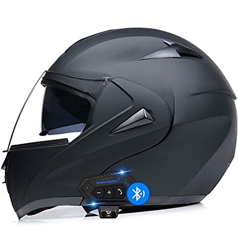 Motorradhelm Helm Motorrad Mit Bluetooth Headset Klapphelm DOT/ECE-Zugelassener Integrierter Mit Doppelvisier Eingebautem Mikrofon FüR Automatische Reaktion für Frauen Männer Erwachsene 6,M von YMCXZDP