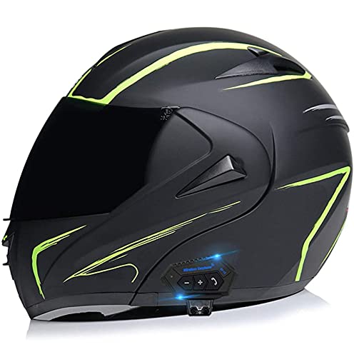 Motorradhelm Helm Motorrad mit Bluetooth Klapphelm ECE/DOT Zertifiziert mit Doppelvisier mit Eingebautem Mikrofon für Automatische Beantwortung für Frauen Männer Erwachsene 2,L von YMCXZDP