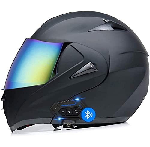 Motorradhelm Helm mit Bluetooth Headset Klapphelm Integralhelm mit Doppelvisier mit Eingebautem Mikrofon für Automatische Reaktion ECE/DOT-Zertifizierung Für Frauen Männer Erwachsene 19,XL von YMCXZDP