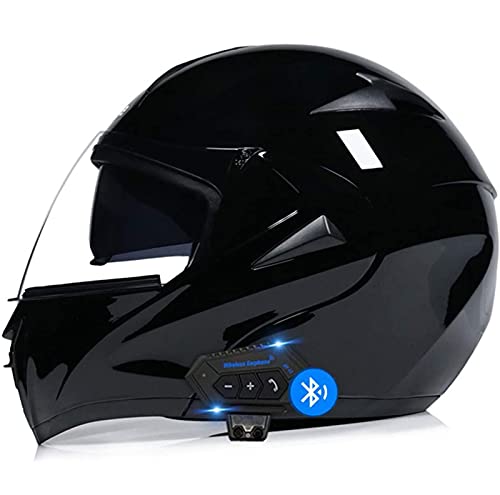 Motorradhelm Helm mit Bluetooth Headset Klapphelm Integralhelm mit Doppelvisier mit Eingebautem Mikrofon für Automatische Reaktion ECE/DOT-Zertifizierung Für Frauen Männer Erwachsene 2,XL von YMCXZDP